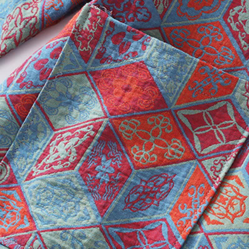 Peignoir en gaze de coton à motif losange géométrique rétro - image 4