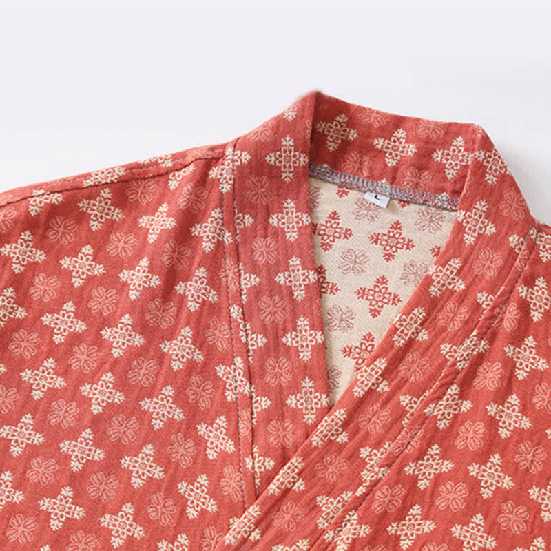 Peignoir unisexe en coton à motif géométrique et poche - image 2