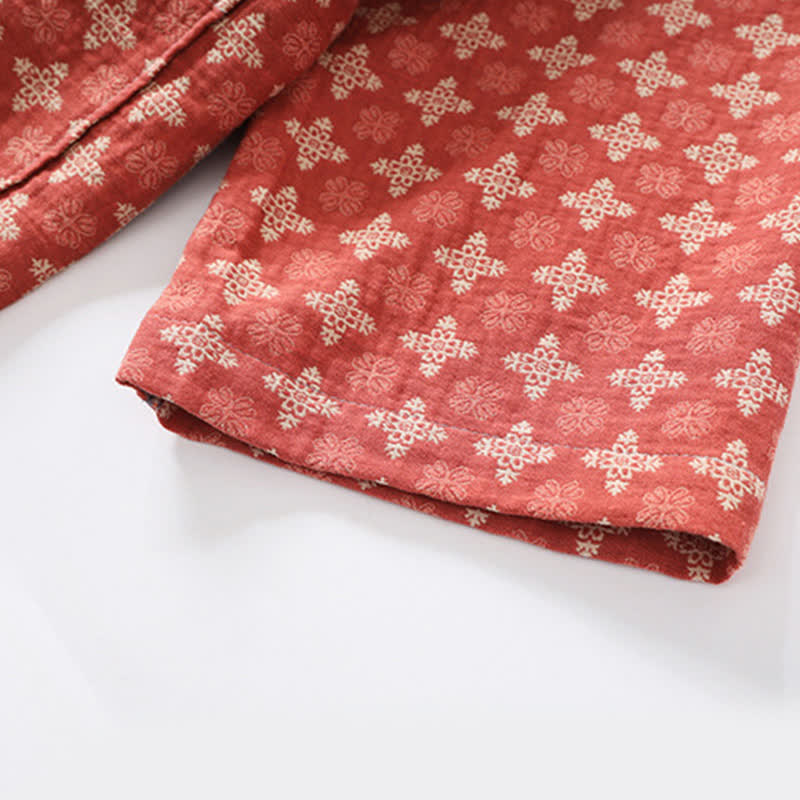 Peignoir unisexe en coton à motif géométrique et poche - image 4
