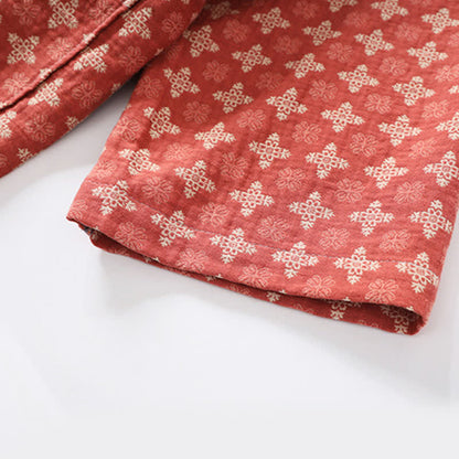 Peignoir unisexe en coton à motif géométrique et poche - image 4