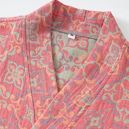 Peignoir en gaze de coton à motif floral vintage et poches - image 3