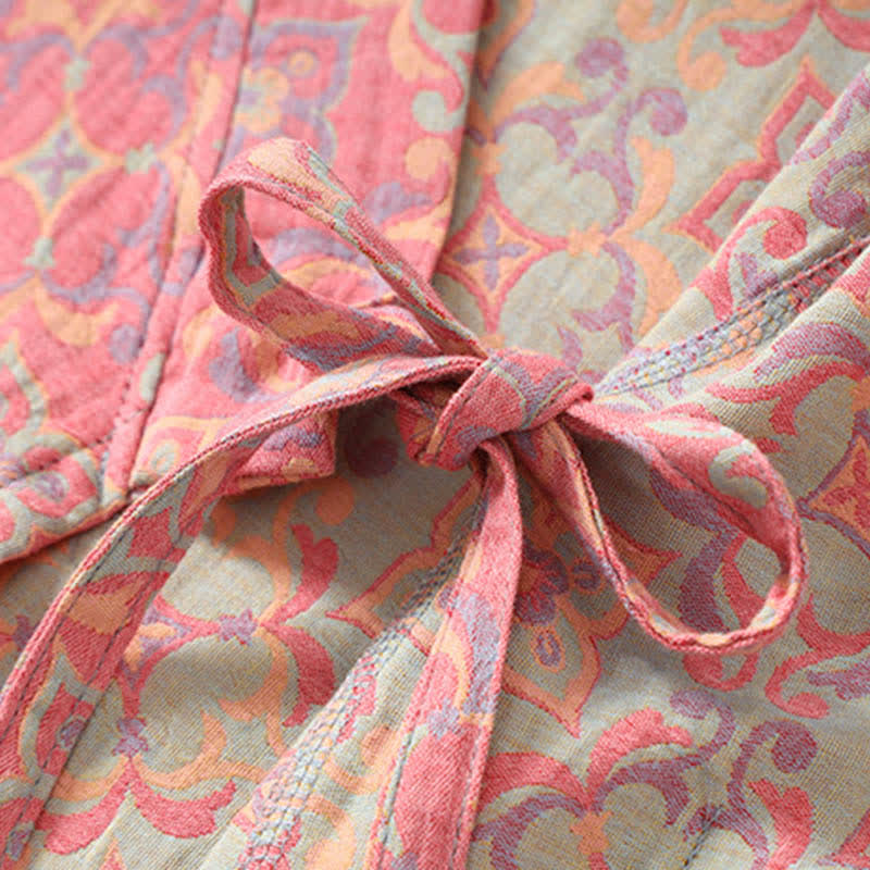 Peignoir en gaze de coton à motif floral vintage et poches - image 4