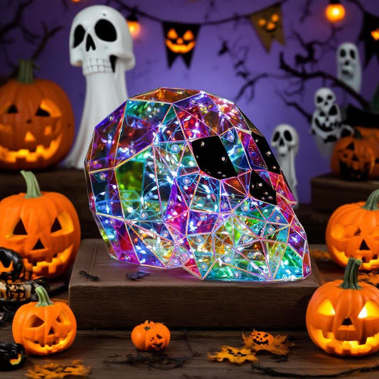 Décoration d'Halloween avec lumières infinies en forme de crâne 3D - image 1