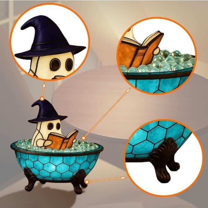 Décoration lumineuse de lecture fantôme d'Halloween - UN - 11 cm x 10 cm x 12,5 cm - image 2