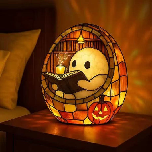Décoration lumineuse de lecture fantôme d'Halloween - C - 13 cm x 13,5 cm x 15 cm - image 1