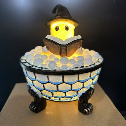 Décoration lumineuse de lecture fantôme d'Halloween - B - 12 cm x 12 cm x 14 cm - image 3