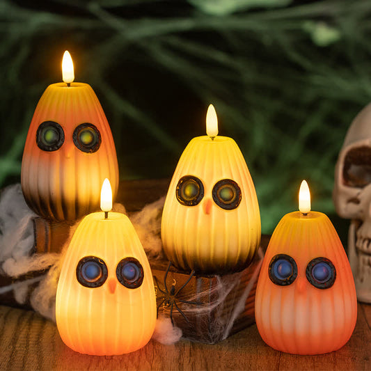 Décoration de nuit en forme de hibou pour Halloween - 1x A+ 1x B+ 1x C+1x D - 4 PIÈCES - 7,2 cm x 7,2 cm x 9,7 cm - image 1