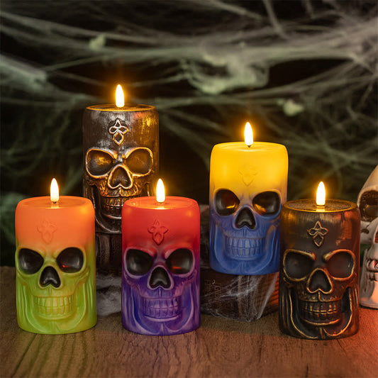 Décoration de veilleuse crâne d'Halloween - 1x A+1x B+1x C+1x D+1x E - 5 pièces - 8,1 cm x 8,1 cm x 12,8 cm - image 1