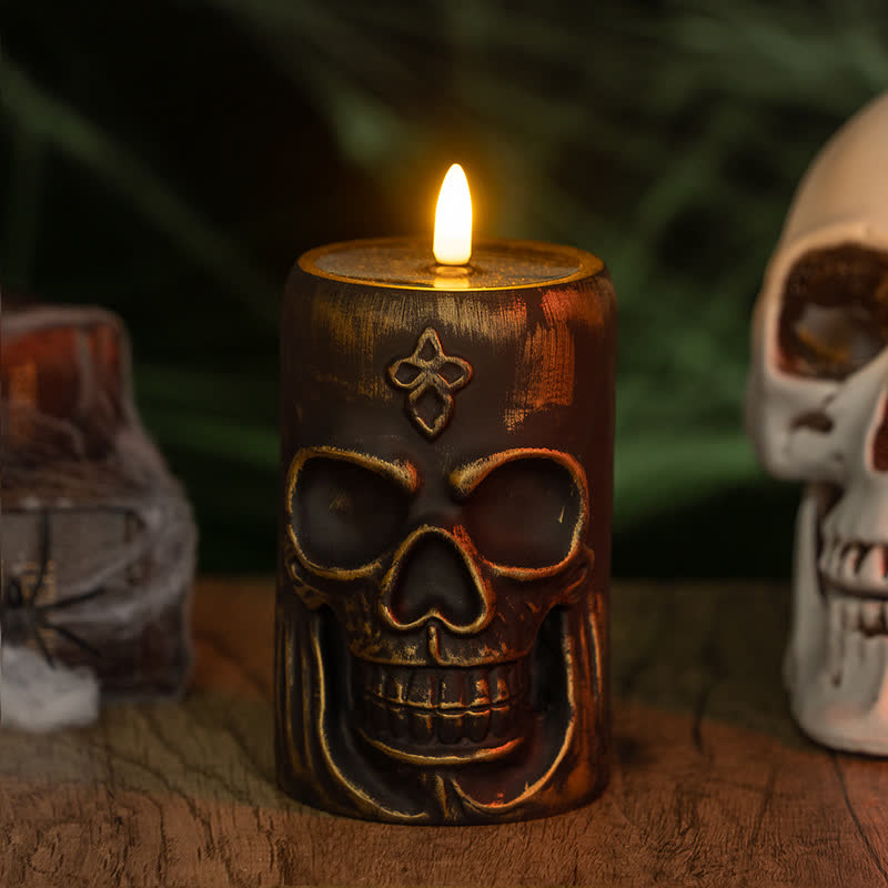 Décoration de veilleuse crâne d'Halloween - B - 1 pièce - 8,1 cm x 8,1 cm x 12,8 cm - image 6