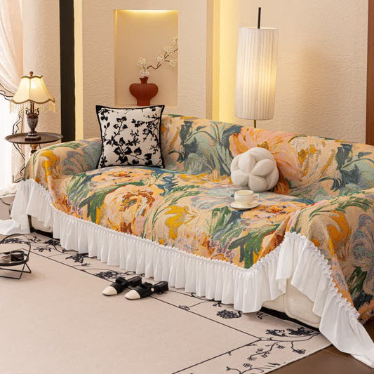 Couverture de canapé de style rustique avec volants - 200 cm x 340 cm - image 1