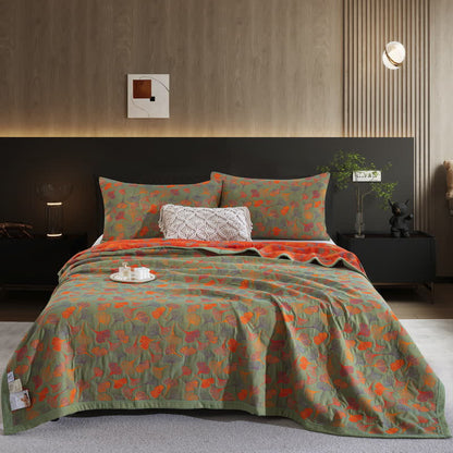 Couette en coton biologique avec Ginkgo Biloba - Vert - 2 taies d'oreiller - 51 cm x 91 cm - image 31