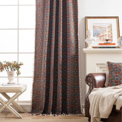 Rideaux jacquard colorés avec nœud géométrique - image 2