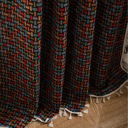 Rideaux jacquard colorés avec nœud géométrique - image 5