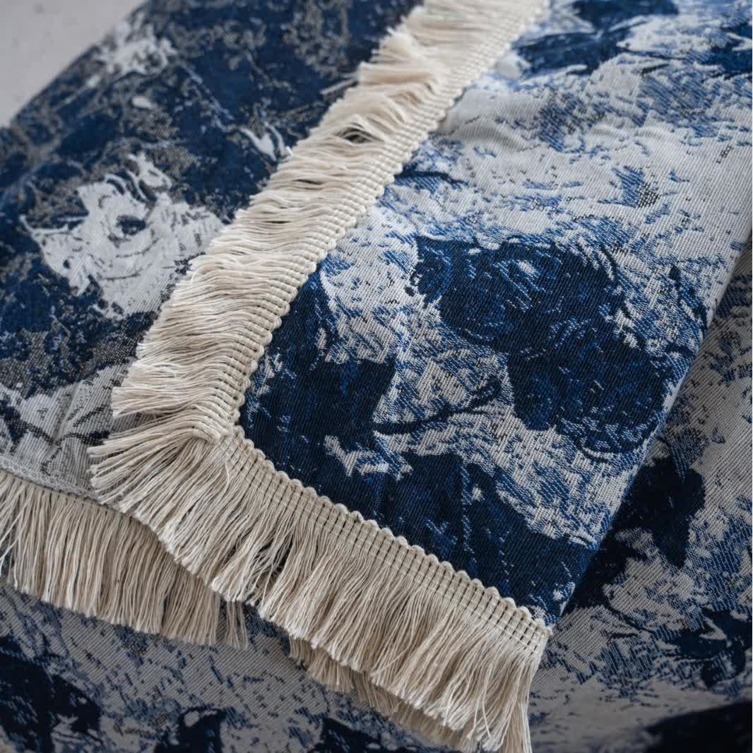Housse de canapé jacquard abstrait bleu - image 6