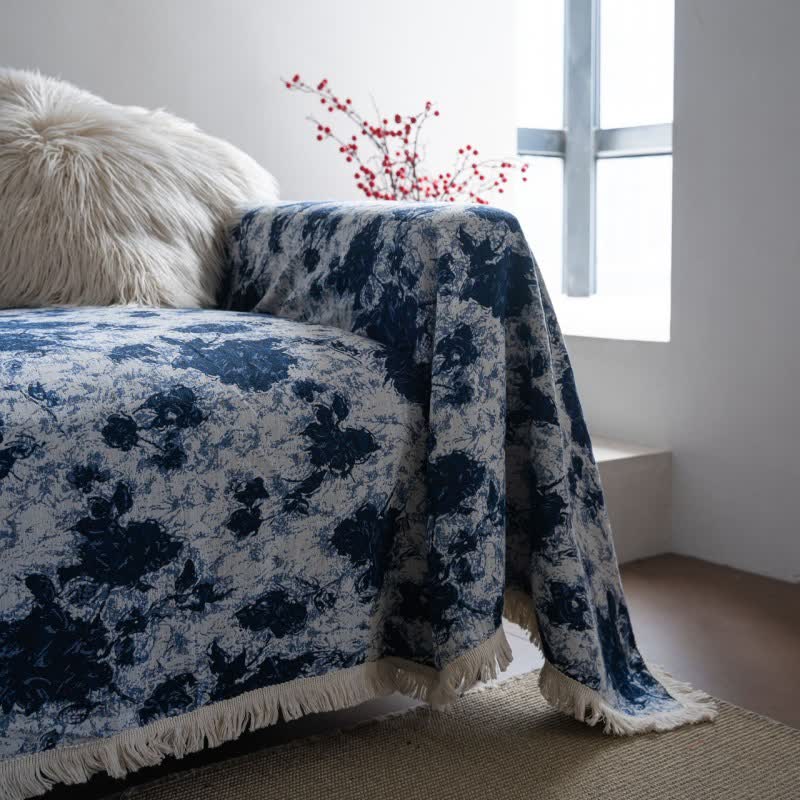 Housse de canapé jacquard abstrait bleu - image 5