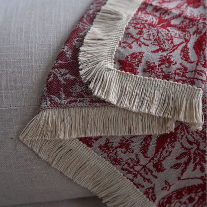 Couverture de canapé rouge avec motif papillon et fleur - image 6