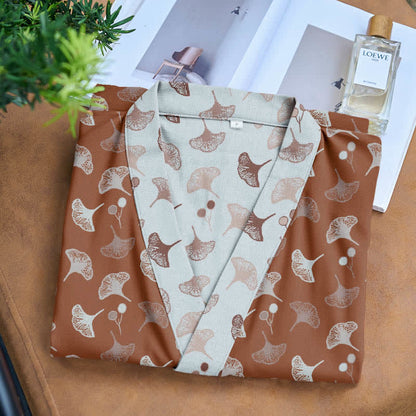Peignoir kimono bicolore en gaze de coton ginkgo - image 22