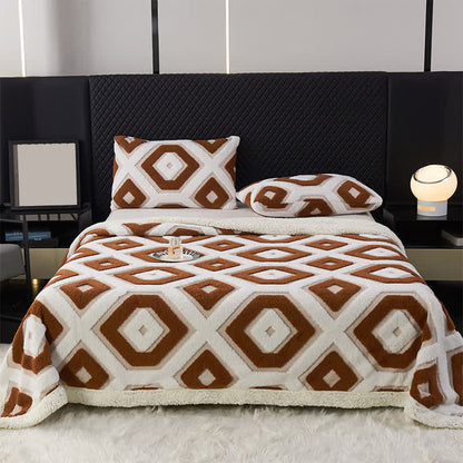 Couverture Sherpa Jacquard à motif géométrique - café noir - 200cm x 230cm - image 16