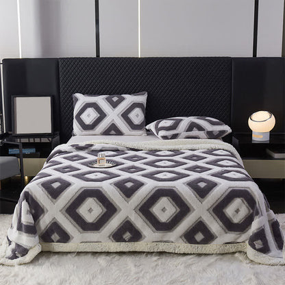 Couverture Sherpa Jacquard à motif géométrique - gris foncé - 200cm x 230cm - image 14