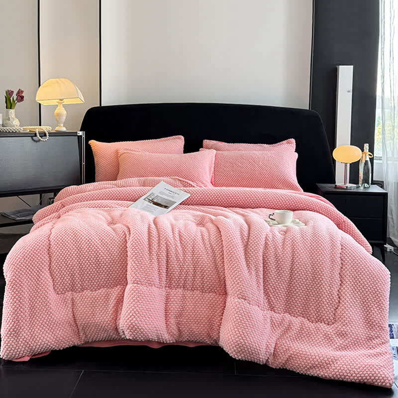 Couverture chaude à structure unie - Rose - 2 taies d'oreiller - 48 cm x 74 cm - image 16