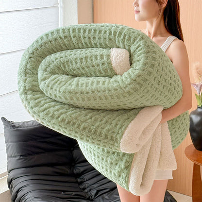 Couverture en sherpa gaufré texturé - Vert clair - 200cm x 230cm - image 9