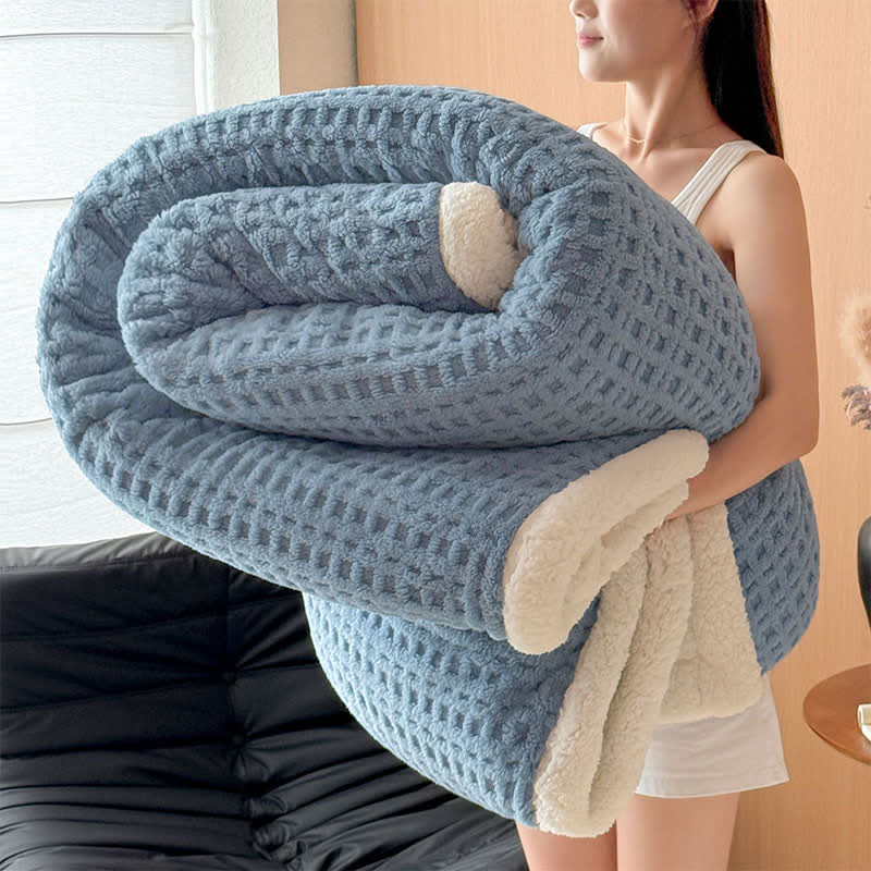 Couverture en sherpa gaufré texturé - Bleu - 200cm x 230cm - image 17