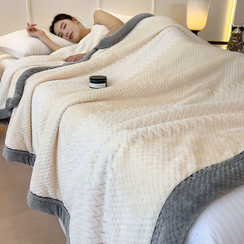 Couverture unie avec bords reliés - Beige - 200cm x 230cm - image 14