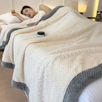 Couverture unie avec bords reliés - Beige - 200cm x 230cm - image 14