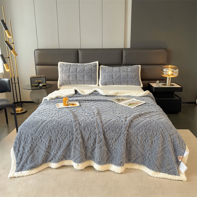 Couette florale luxueuse - Bleu-gris - 200cm x 230cm - image 14