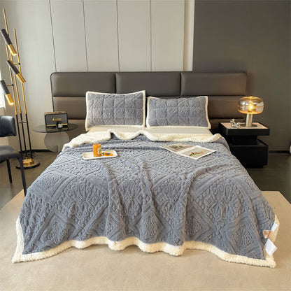 Couette florale luxueuse - Bleu-gris - 200cm x 230cm - image 14