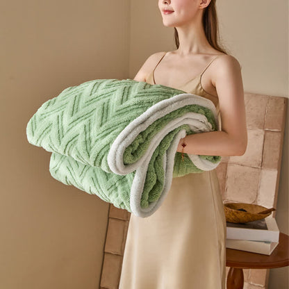 Couverture jacquard moderne et chaude avec motif à chevrons - Vert - 200cm x 230cm - image 8