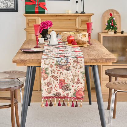 Chemin de table jacquard avec motif boule de cristal de Noël - image 1