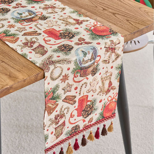 Chemin de table jacquard avec motif boule de cristal de Noël - 33 cm x 275 cm - image 0