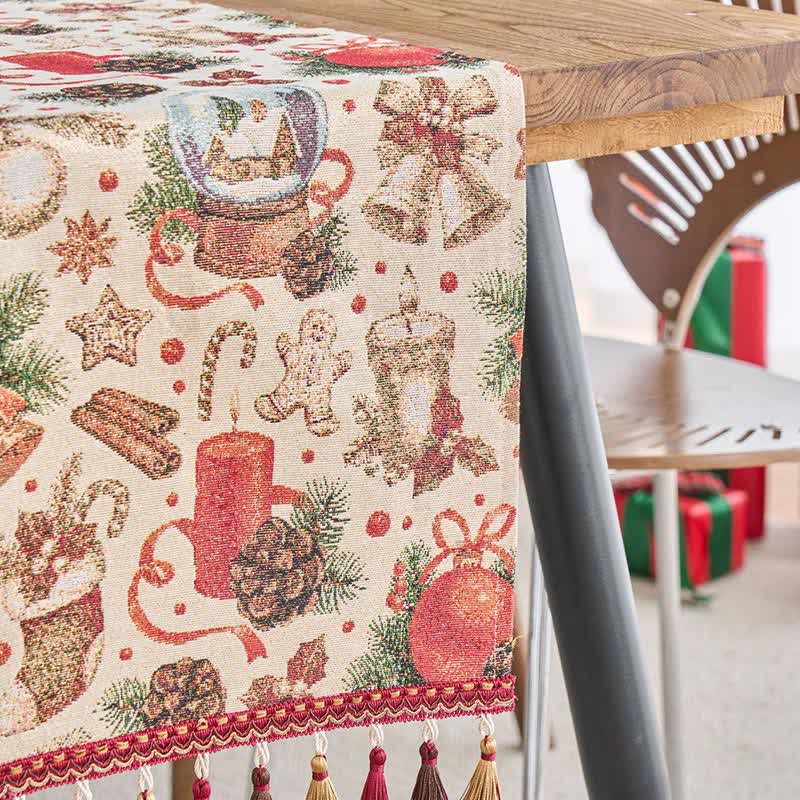 Chemin de table jacquard avec motif boule de cristal de Noël - image 7