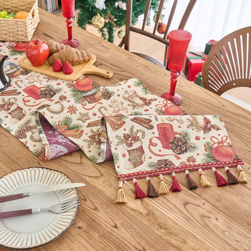 Chemin de table jacquard avec motif boule de cristal de Noël - image 5
