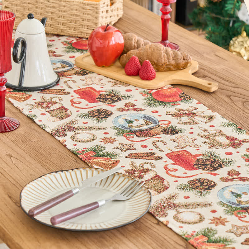 Chemin de table jacquard avec motif boule de cristal de Noël - image 4
