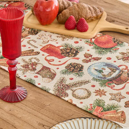 Chemin de table jacquard avec motif boule de cristal de Noël - image 6