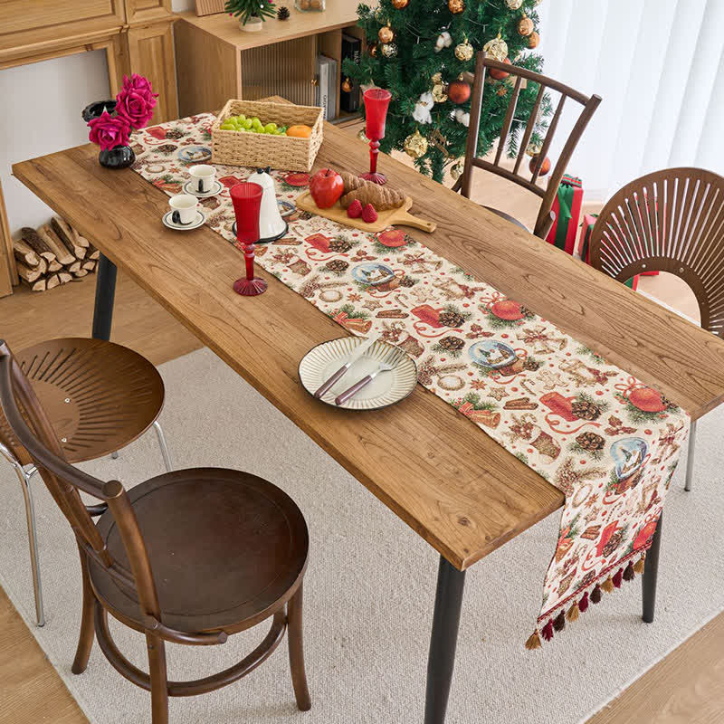 Chemin de table jacquard avec motif boule de cristal de Noël - image 2
