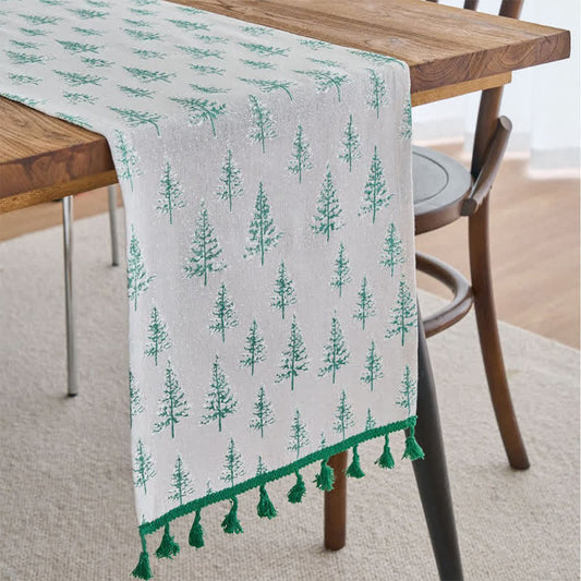 Chemin de table avec sapin de Noël vert - 33 cm x 275 cm - image 0