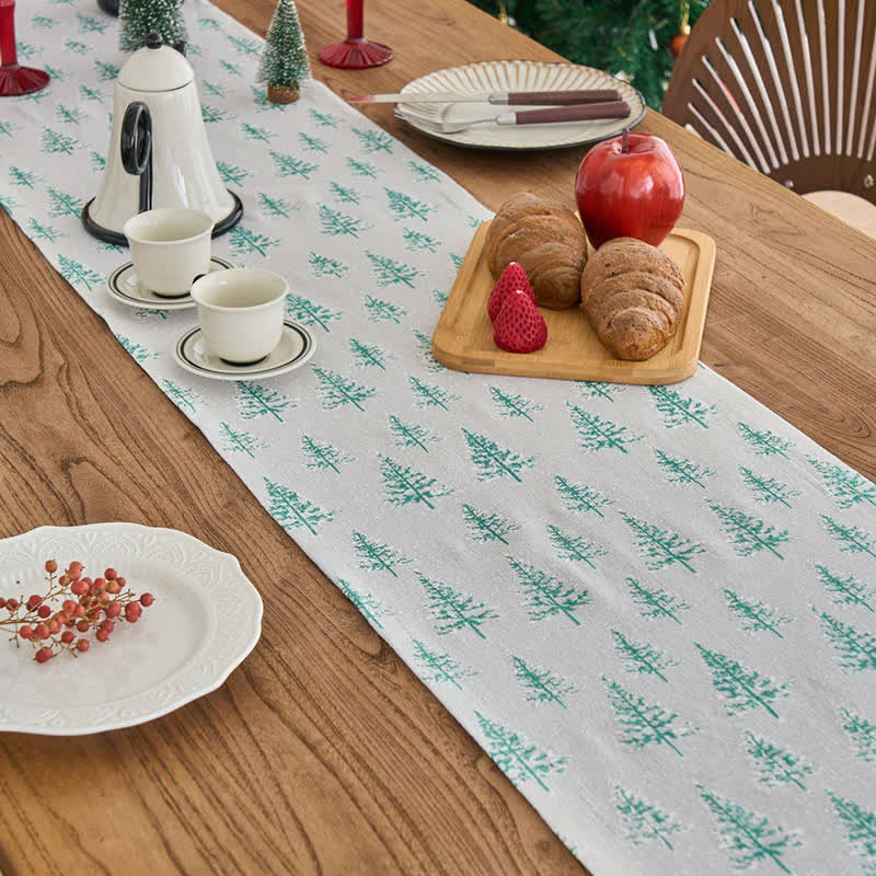 Chemin de table avec sapin de Noël vert - image 3