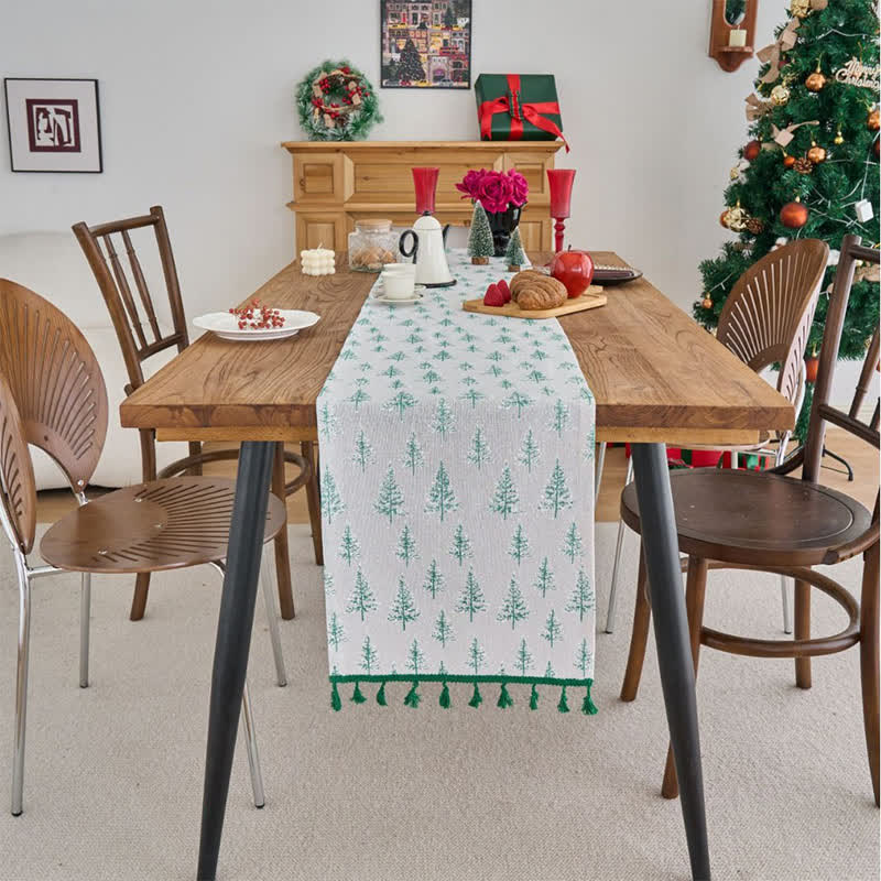 Chemin de table avec sapin de Noël vert - image 1