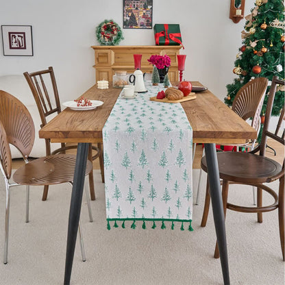 Chemin de table avec sapin de Noël vert - image 1