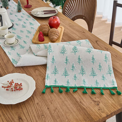 Chemin de table avec sapin de Noël vert - image 4
