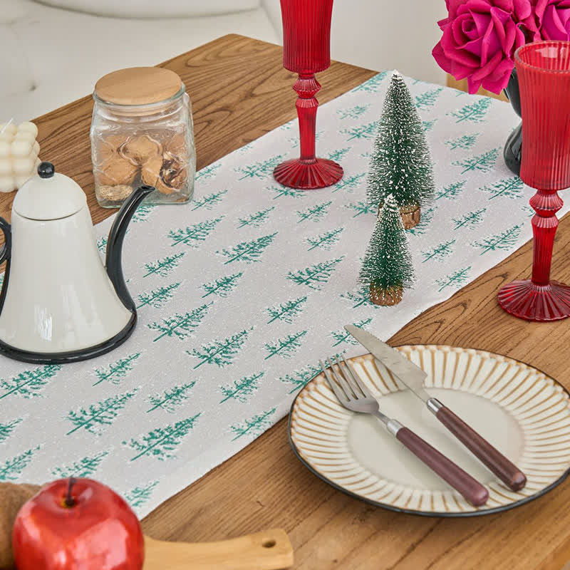 Chemin de table avec sapin de Noël vert - image 2