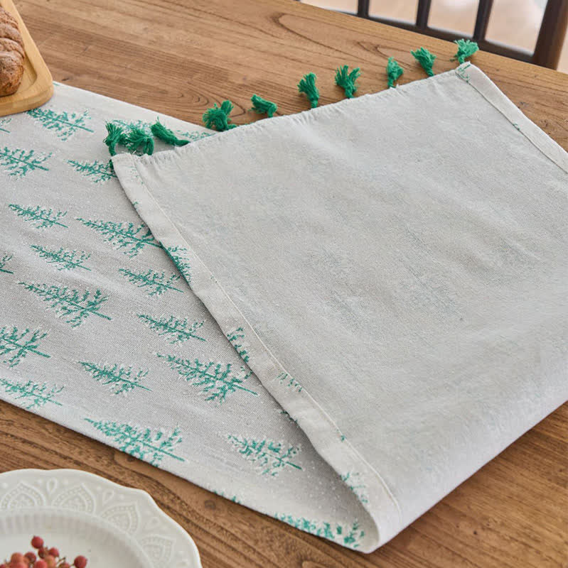 Chemin de table avec sapin de Noël vert - image 5
