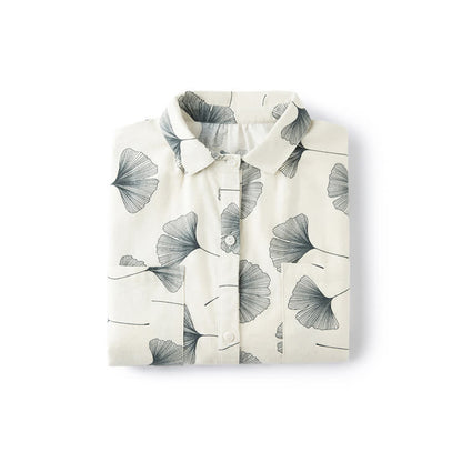 Ensemble pyjama en coton brossé avec feuilles de ginkgo - image 7