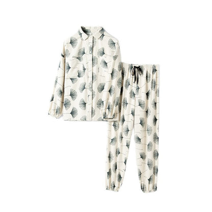 Ensemble pyjama en coton brossé avec feuilles de ginkgo - image 6