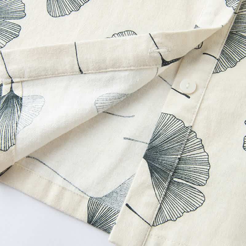 Ensemble pyjama en coton brossé avec feuilles de ginkgo - image 12