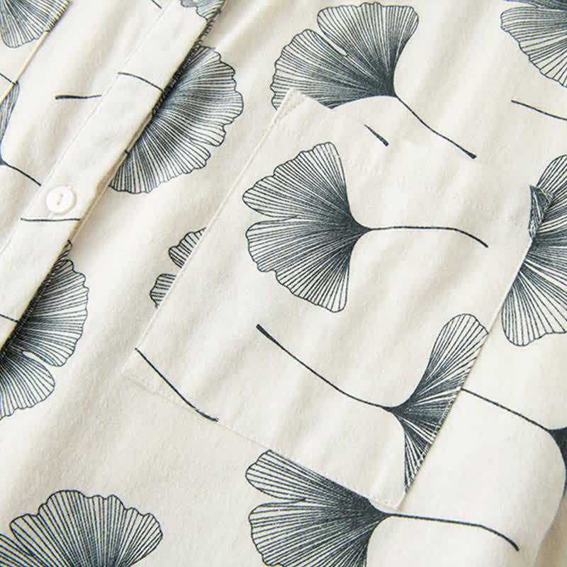 Ensemble pyjama en coton brossé avec feuilles de ginkgo - image 5