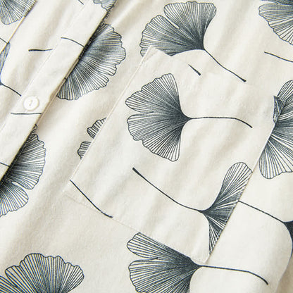Ensemble pyjama en coton brossé avec feuilles de ginkgo - image 5